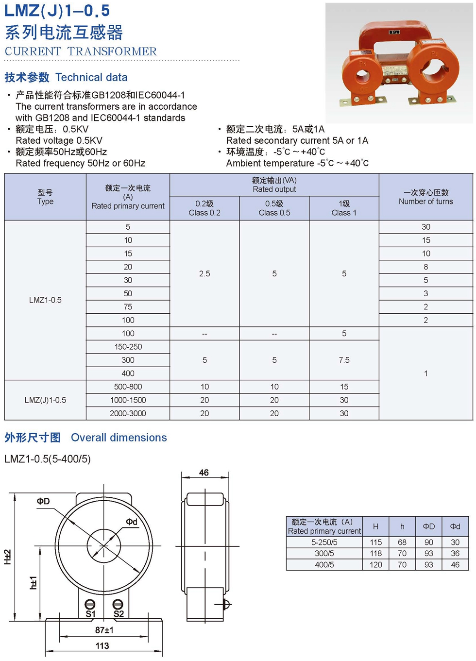 LMZ(J)1-0.5 Transformer Products 